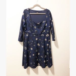 Navy Floral Skater Dress